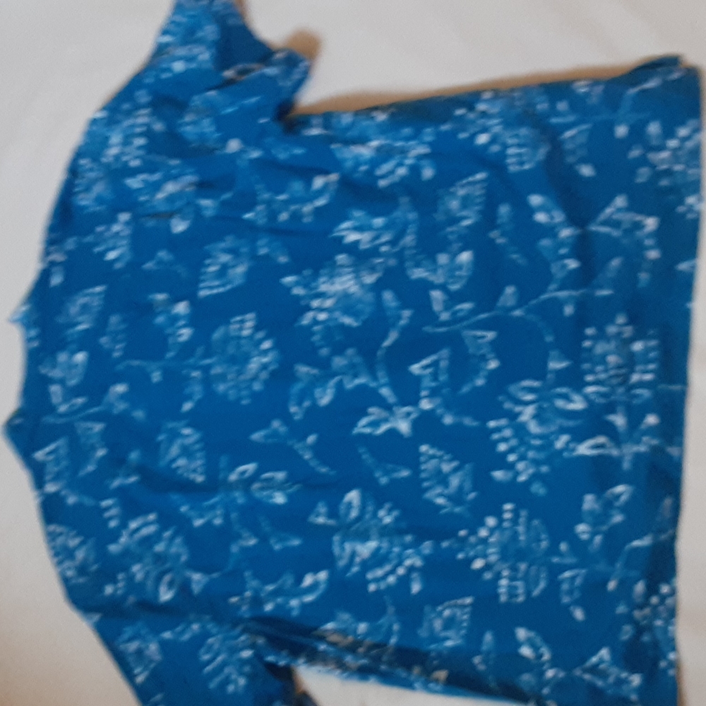 LUCKY BRAND BLUE AND WHITE BUTTON DOWN FRONT SHIRT, XL - Picture 10 of 10